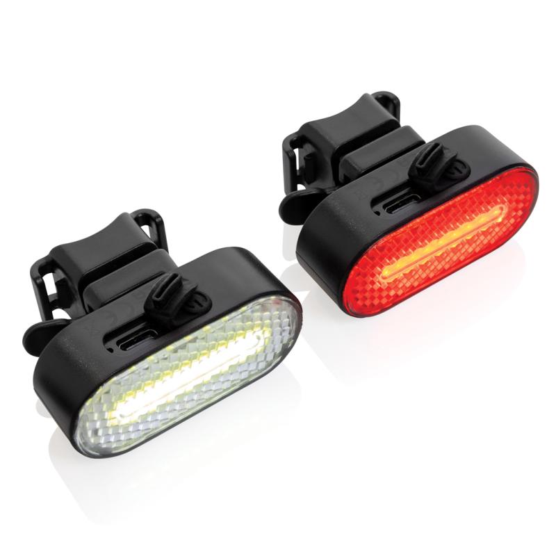 Sada USB dobíjateľných svetiel na bicykel Lumino z RCS ABS čierna 1
