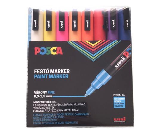 Dekoračný popisovač, sada, 0,9-1,3 mm, UNI "Posca PC-3M", 16 rôznych farieb 1