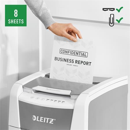 SKartovací stroj, konfetti, 100 listov, LEITZ "IQ AutoFeed SmallOffice 100 P4 Pro" 4