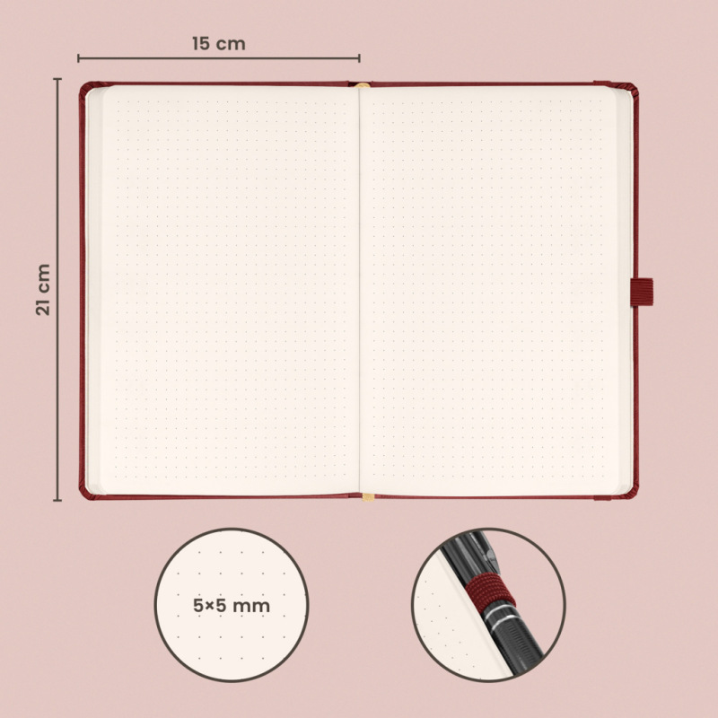NOTIQUE Notes Aprint Neo, vínový, bodkovaný, 15 x 21 cm 2