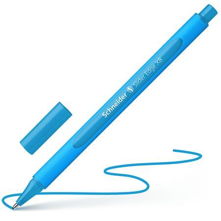 Guľôčkové pero, 0,7 mm, s vrchnákom, SCHNEIDER "Slider Edge XB", svetlomodré 3