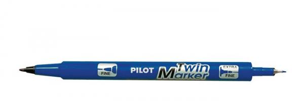 Permanentný popisovač,  0,8/2 mm, obojstranný, PILOT "Twin", modrý 1