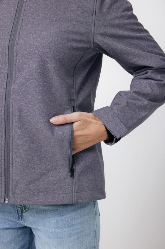 Dámska soft shell bunda IQONIQ Makalu z recykl. polyesteru vulcano heather grey XL 11