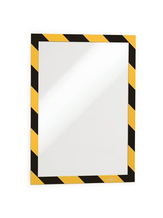 Informačný panel, A4, samolepiaca zadná strana, DURABLE "DURAFRAME SECURITY", žltý-čierny