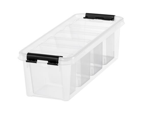 Úložný box, plastový, čierne úchytky, 4 priehradky, SMARTSTORE "Classic 4",  priehľadný 1