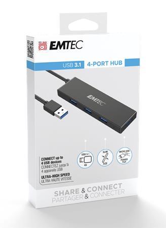 USB HUB, 4xUSB 3.1/1xUSB micro, EMTEC "T620A" 2