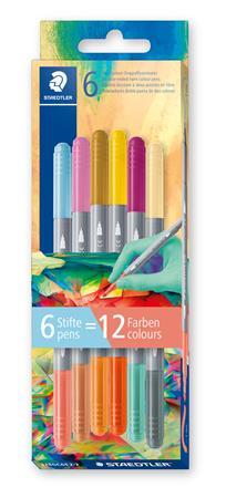 Popisovač, sada, 1/3 mm, obojstranný, vyprateľný, STAEDTLER® "3280", Multiverzum 2, 6 rôzn