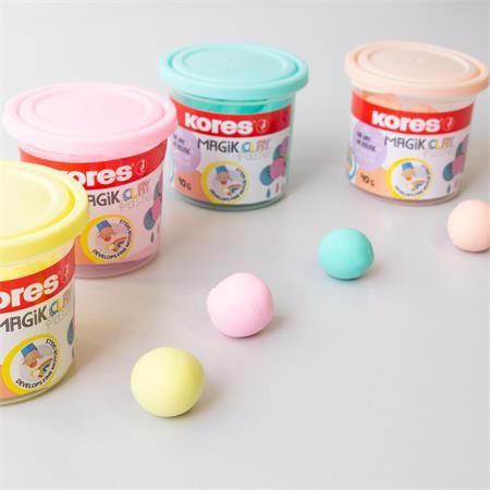 Plastelína,160 g, schnúca na vzduchu, 4 pastelové farby, KORES "Magic Clay" 4