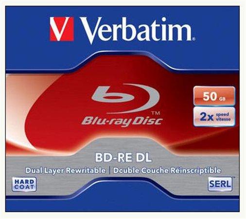 BD-RE BluRay disk, dvojvrstvový, prepisovateľný, 50GB, 2x, 1 ks, klasický obal, VERBATIM 1