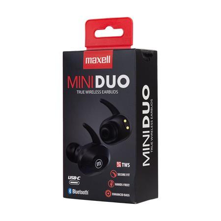 Slúchadlá, bezdrôtové, Bluetooth 5.0, s mikrofónom, MAXELL "Mini Duo", čierna 4