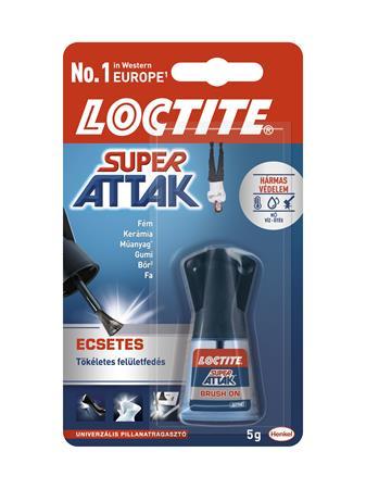 Sekundové lepidlo, so štetcom, 5 g, HENKEL "Loctite Super Attak"