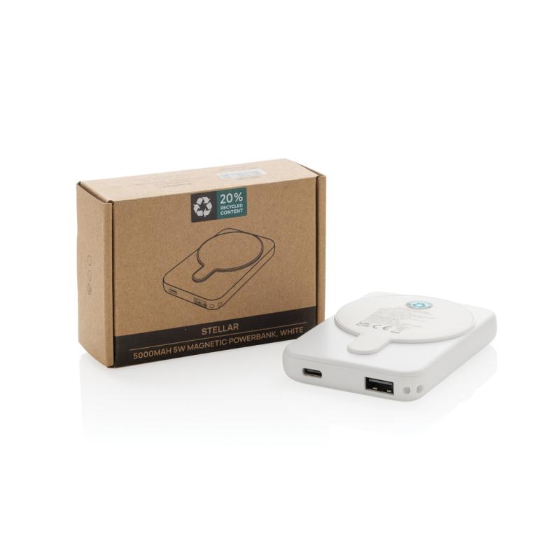Magnetická powerbanka Stellar 5000mAh 5W z RCS plastu biela 11