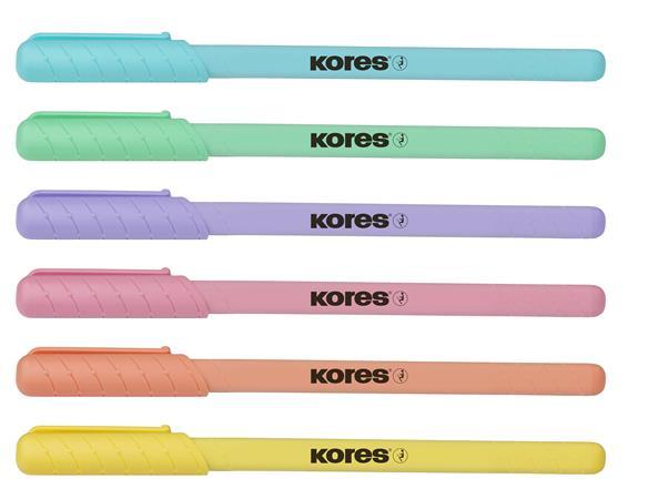 Guľôčkové pero, 0,7 mm, s vrchnákom, trojhranné, KORES "K0R-M", mix farieb 2
