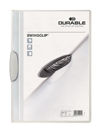 Rýchloviazač, s klipom, A4, DURABLE "Swingclip® 30", biela
