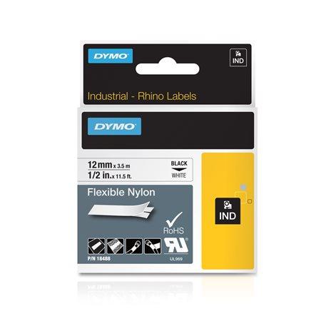 Páska do štítkovača, flexibilná ID, 12 mm x 3,5 m, DYMO "Rhino", biela-čierna 1