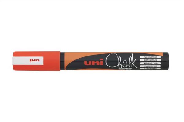 Kriedový popisovač, 1,8-2,5 mm, UNI "PWE-5M", fluor oranžový 1