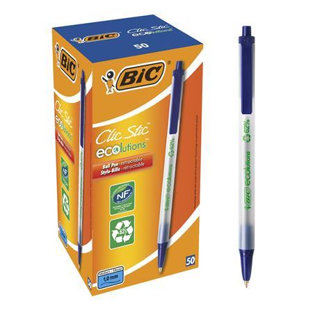 Guľôčkové pero, 0,32 mm, stláčací mechanizmus, BIC "Clic Stic ecolutions", modré 1