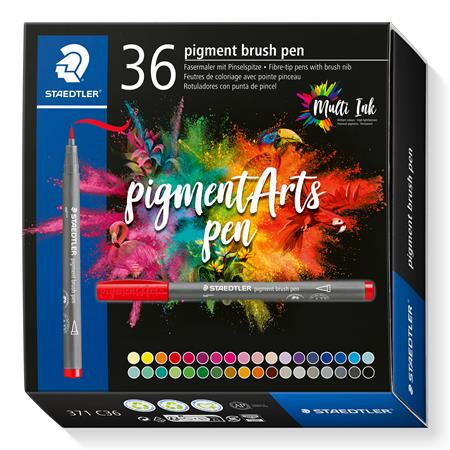 Sada štetcových popisovačov, STAEDTLER "Pigment brush 371", 36 rôznych farieb 1