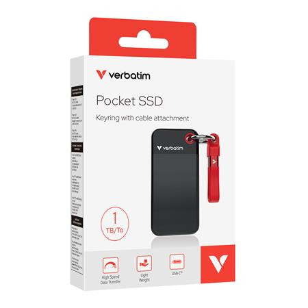 SSD (externá pamäť), 1TB, USB 3.2 Gen2, VERBATIM "Pocket SSD", čierna/červená 4