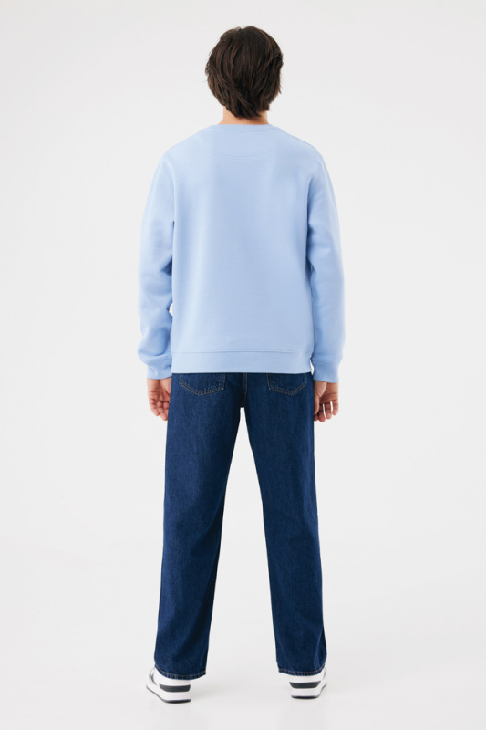 IQONIQ Toria Unisex mikina s okrúhl. výstrihom z rec. bavlny sky blue S 13
