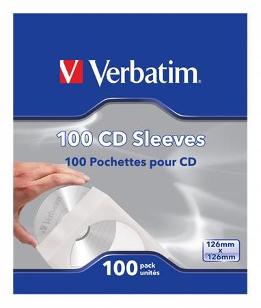 Obálky na CD, papierové, s okienkom a samolepiacim uškom, VERBATIM, biele 2