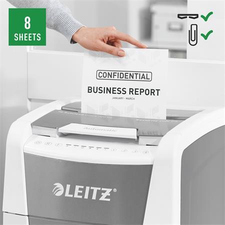Skartovací stroj, mikrokonfetti, 300 listov, LEITZ "IQ AutoFeed Office 300 P5 Pro" 4