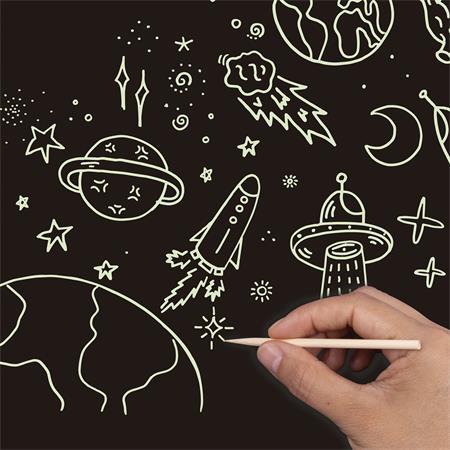Vyškrabávací obrázok, svietiaci, A4, APLI Kids "Magic Scratch", 8 hárkov 4