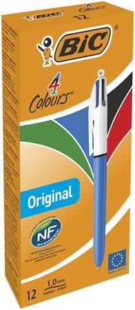Guľôčkové pero, 0,32 mm, stláčací mechanizmus, 4 farby, BIC "4 Colours Original" 1