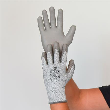. Ochranné rukavice, HPPE, dlaň potiahnutá PU, odolné proti prerezaniu, veľkosť S, sivé 1