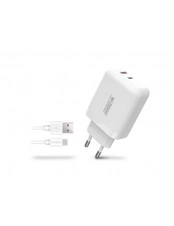 Sieťová nabíjačka, 1xUSB-A (18W), 1xUSB-C (45W), kábel USB-A–USB-C, URBAN FACTORY 3