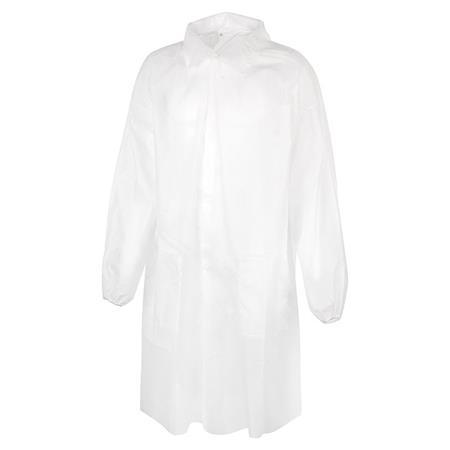 . Návštevnícky plášť, jednorazový, polypropylén, suchý zips, veľkosť: XXL, biely