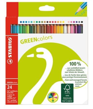 Farebné ceruzky, šesťhranné, STABILO "GreenColours", 24 farieb 1