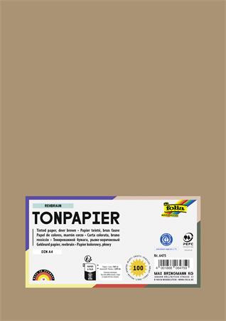 Farebný papier, A4, 130 g, 100 listov, FOLIA, prírodný hnedý 1