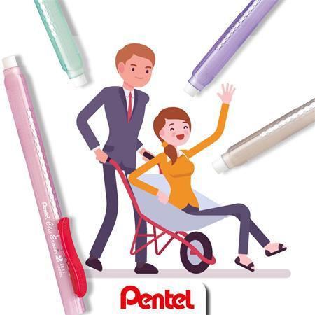 Guma, s posuvnou vložkou, PENTEL "ZE11-A", červený klip 2