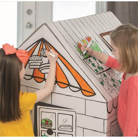 Kartónový domček, vyfariteľný, FELLOWES "BANKERS BOX® Playhouse", maškrty/jedlá, mix vzoro 5