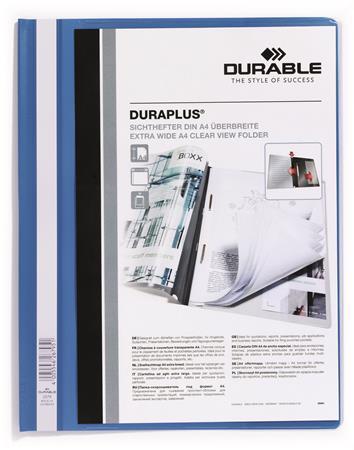 Rýchloviazač, A4, široký, priehľadné vrecko, DURABLE "DURAPLUS®", modrá