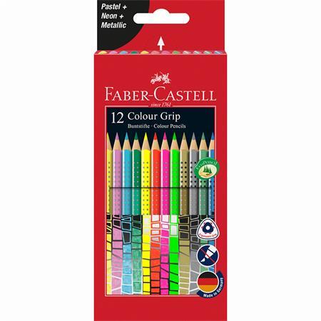 Farebné ceruzky, sada, trojhranné, FABER-CASTELL, "Colour Grip", 12 rôznych farieb 1