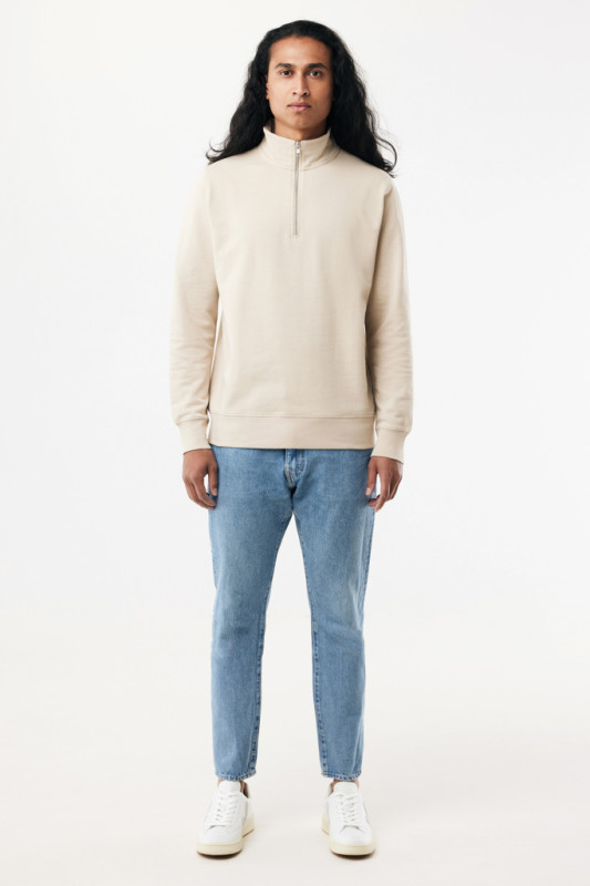 IQONIQ Elgon sveter s krátkym zipsom z recyklovanej bavlny desert XXXL 10