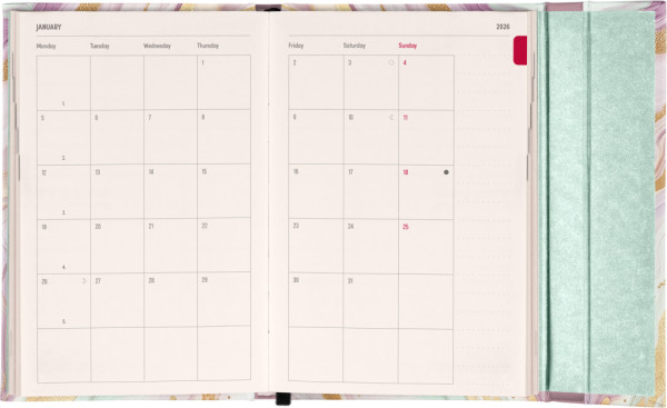 NOTIQUE Týždenný magnetický diár Ružový mramor 2026, 11 x 16 cm 3