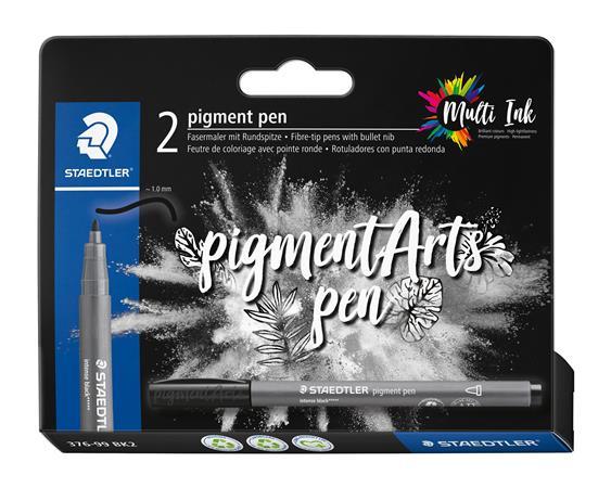 Popisovač, 1 mm, kuželový, 2 ks, STAEDTLER® "Pigment pen 376", intenzívny čierny 1