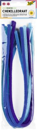 Žinilkové drôtiky, 50 cm, FOLIA "Colour Tone Mix", 10 odtieňov modrej farby