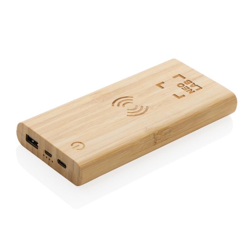 Bezdrôtová powerbanka 8 000 mAh 5W z bambusu hnedá 8