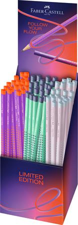 Grafitová ceruzka, displej, B, trojhranná, FABER-CASTELL "Grip 2001 Flow", mix farieb 1