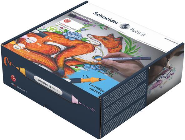 Popisovač, obojstranný, 72-kusová sada, SCHNEIDER „Paint-It 040 Twin marker Set complete”, 2