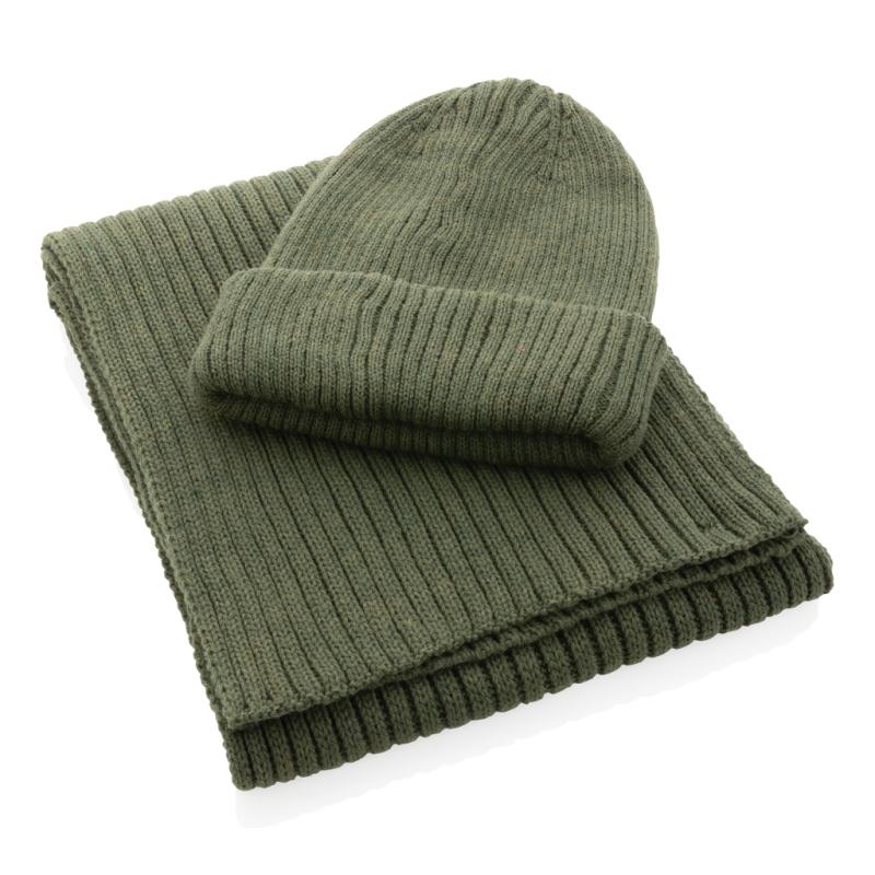 Dvojito pletená beanie čapica Impact z Polylana® AWARE™ zelená 4