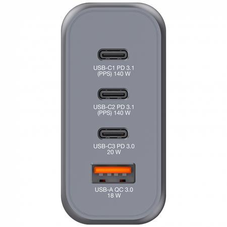 VERBATIM Sieťová nabíjačka, 2xUSB-C PD (140W), USB-C PD (20W), USB-A QC 3.0, EU/UK/US, GaN, VERBATI 4