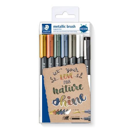 Dekoračný popisovač, 1-6 mm, kužeľ. hrot, STAEDTLER "Design Journey Metallic Brush", 6 rôz 1
