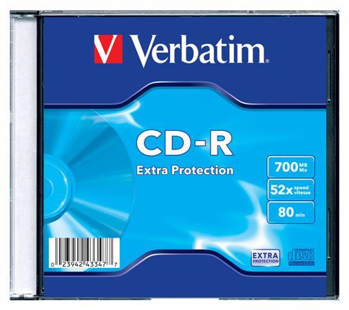 CD-R disk, 700 MB, 52x, 1 ks, tenký obal, VERBATIM "DataLife" 1