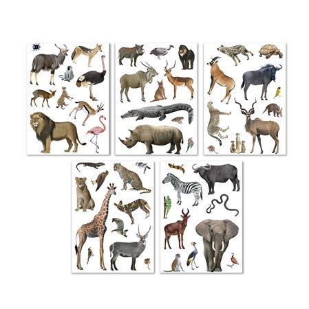 Nálepky, znova použiteľné, 50 ks, APLI Kids "Stickers", zvieratká zo savany 3