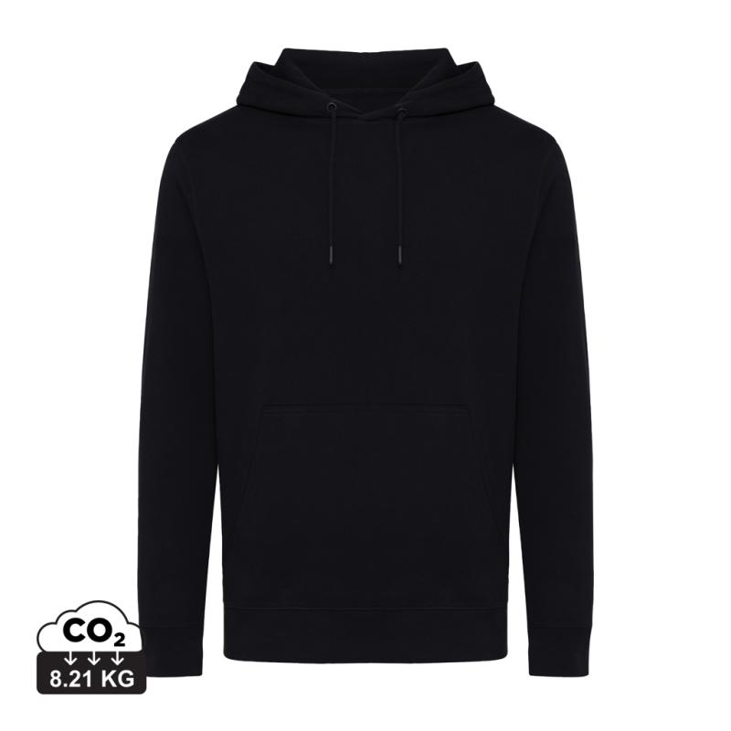 Ľahká mikina s kapucňou IQONIQ Rila z recykl. bavlny čierna 5XL
